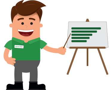 HomeFuels Direct Ollie Mascot pointing to a chart on a board.